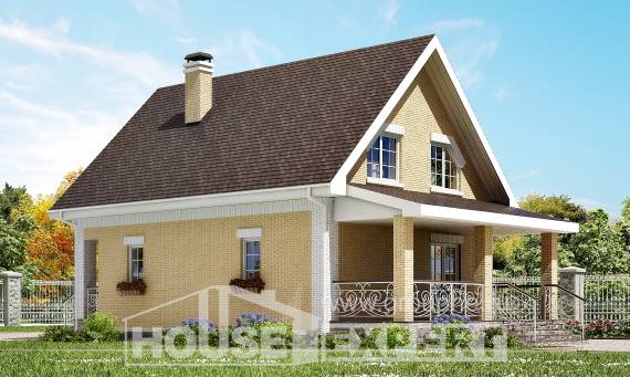 130-004-П Проект двухэтажного дома с мансардой, скромный коттедж из газобетона, Сортавала