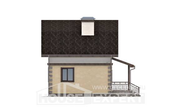 070-004-П Проект двухэтажного дома с мансардой, компактный коттедж из блока, Костомукша